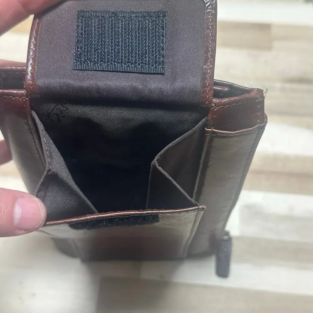 Fossil Genuine Leather Wallet‎ Clutch Organizer Burgundy Brown Trifold Zip EUC